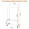 Clothing Rack with Wheels Double Rails Clothes Rack Rolling Rack for Indoor Bedroom Clothes Rack Max LoadShelf on Wheels(White)